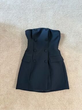 H&M Black Strapless Tuxedo Mini Dress